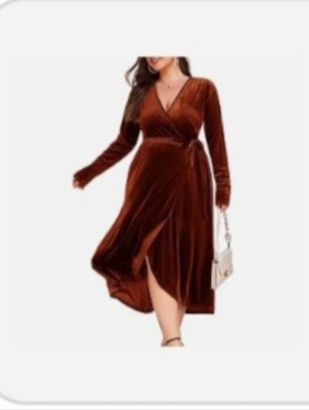 ZOMVA Size XL Elegant Velvet Long Sleeve Dress Maxi A-line
